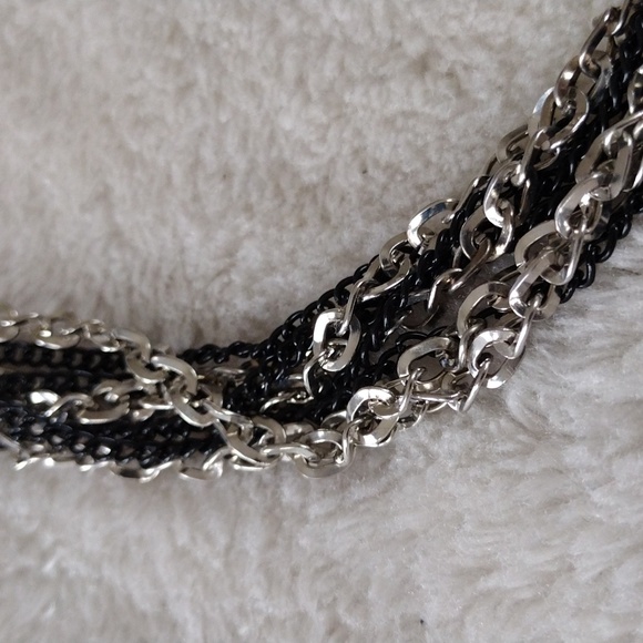 Women Multi String Necklace Black Silver Multilayer Long Chain Size 70' - Picture 7 of 7